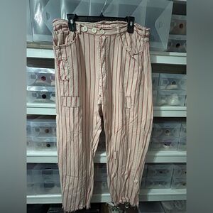 Magnolia Pearl Red and Cream Striped Pants